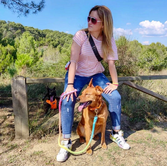 Navy & Pink Rope Dog Leash