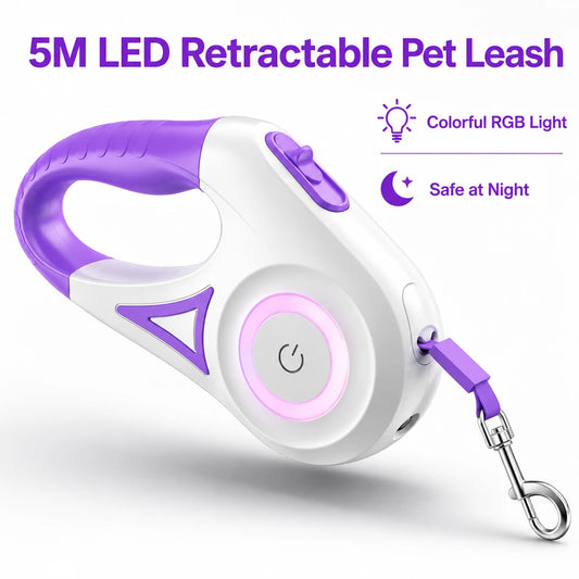 Retractable LED Dog Leash for Walking, Running & Night Safety