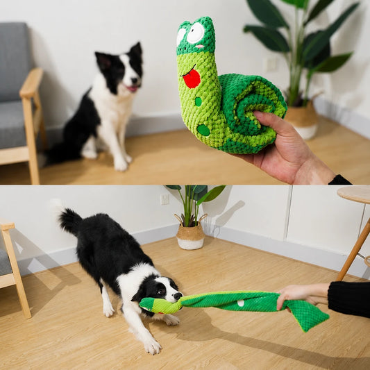 Interactive Snail Dog Toy with Squeaker – Plush Puzzle Feeder