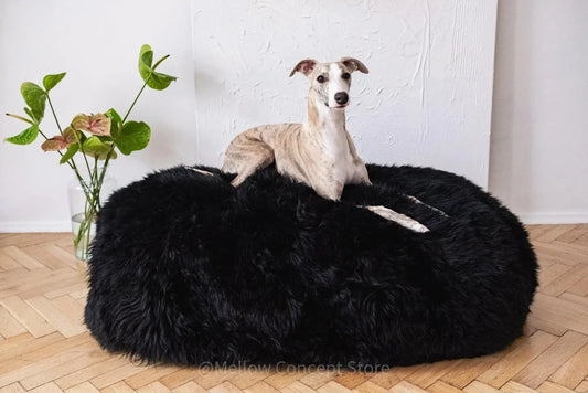 Premium Sheepskin Pet Bed - Black
