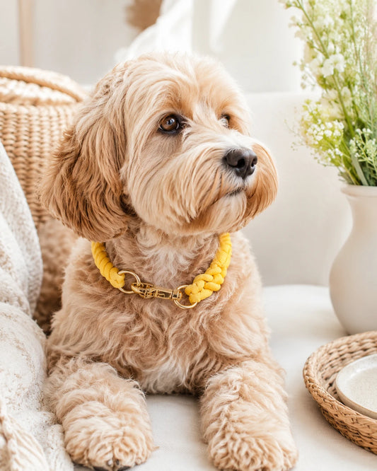 Cotton Rope Dog Collar - Golden Yellow