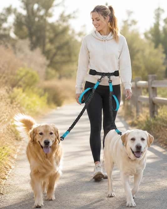 Hands-Free Dual Dog Leash with Adjustable Waist Band