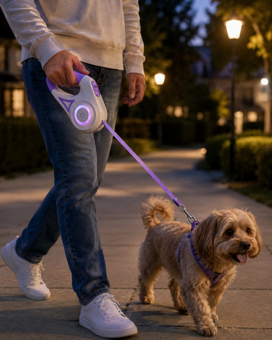 Retractable LED Dog Leash for Walking, Running & Night Safety
