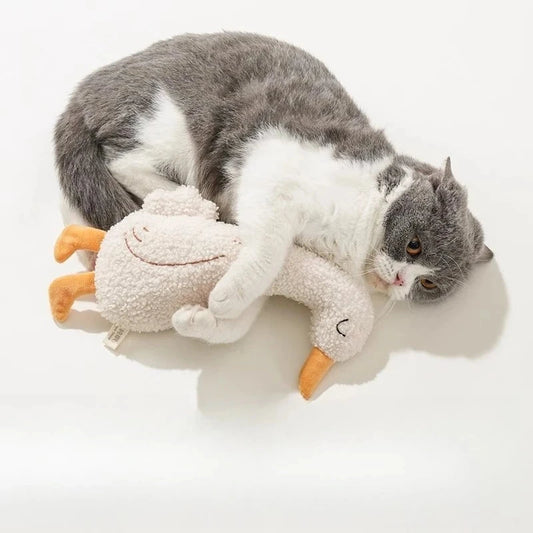 Soft Plush Duck Cat Kicker Toy, Interactive Chew and Cuddle Toy for Cats