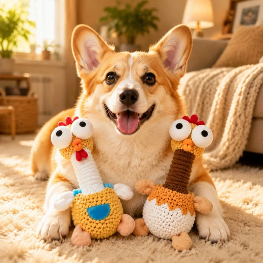 Squeaky Chicken Dog Toy Interactive Plush Chew Toy