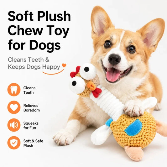 Squeaky Chicken Dog Toy Interactive Plush Chew Toy