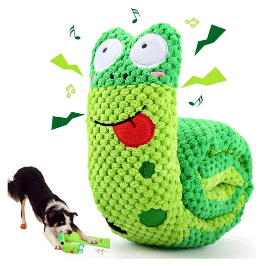 Interactive Snail Dog Toy with Squeaker – Plush Puzzle Feeder