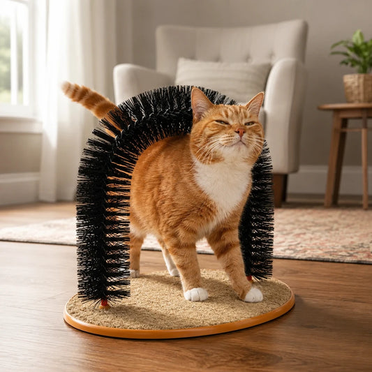 Cat Self Grooming Rubbing Brush with Scratching Pad