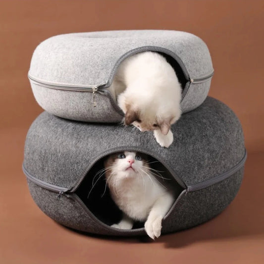 Felt Donut Bed for Cats 2 in 1 Tunnel