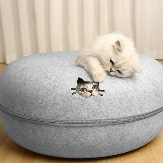 Felt Donut Bed for Cats 2 in 1 Tunnel