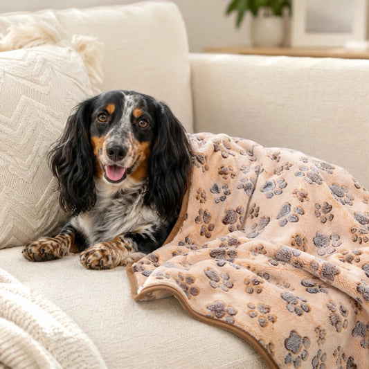 Cozy Pawprint Blanket for Dogs & Cats.